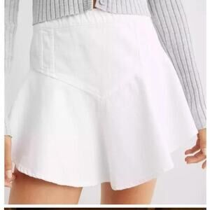 NWT aerie AE white jean denim fit & flare mini flirt skirt XS preppy American